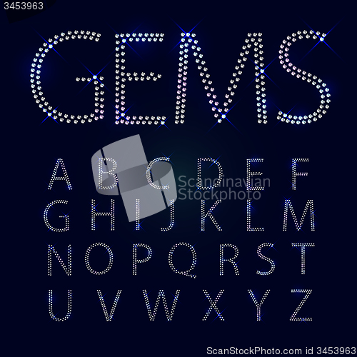 Image of Gems alphabet. All capital letters.