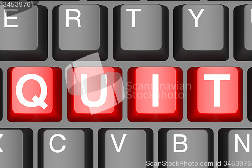 Image of Red quit button on modern computer keyboard
