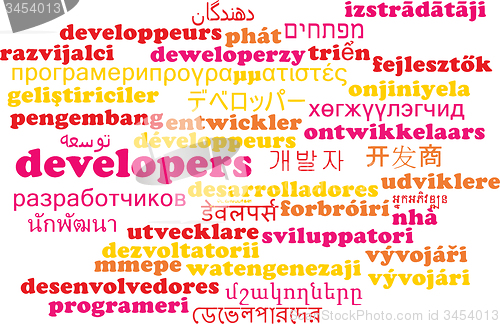 Image of Developers multilanguage wordcloud background concept