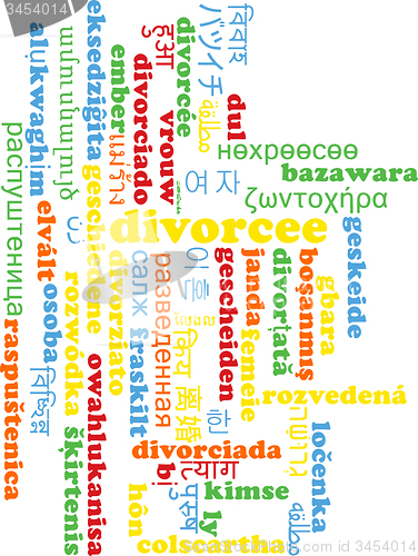 Image of Divorcee multilanguage wordcloud background concept