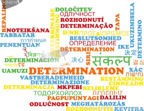Image of Determination multilanguage wordcloud background concept