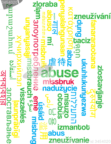 Image of Abuse multilanguage wordcloud background concept