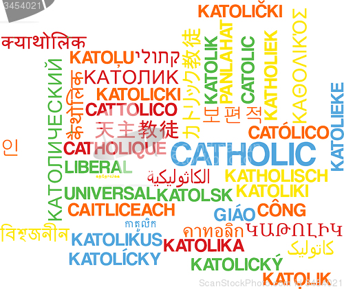 Image of Catholic multilanguage wordcloud background concept