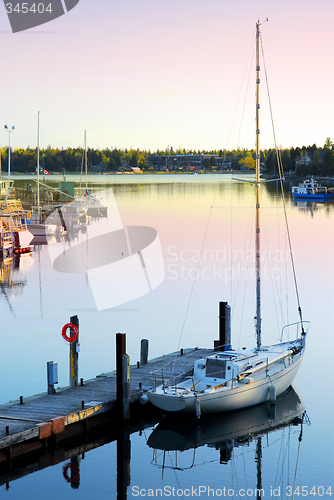 Image of Yacht at sunrise