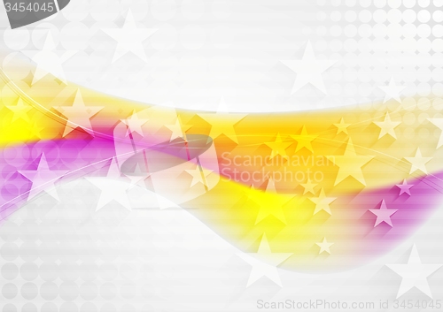 Image of Yellow purple smooth waves and stars