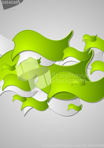 Image of Green wavy shapes abstract vector design