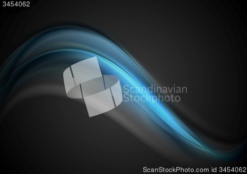 Image of Dark smooth blue wave background