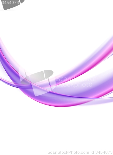 Image of Purple smooth blurred waves on white background