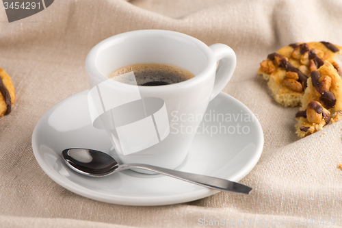 Image of White coffee cup with coffee