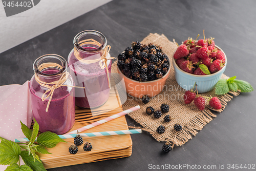Image of Fresh red fruits smoothie