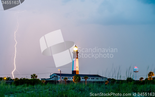 Image of Tybee Island Light with storm approaching