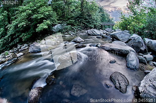 Image of river stream flowing over rocks