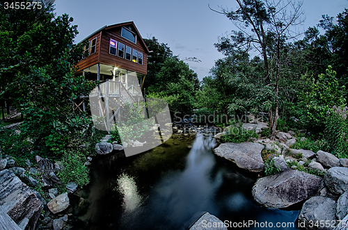 Image of town of chimney rock in north carolina near lake lure