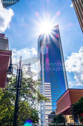 Image of charlotte nc skyline and street scenes during day time