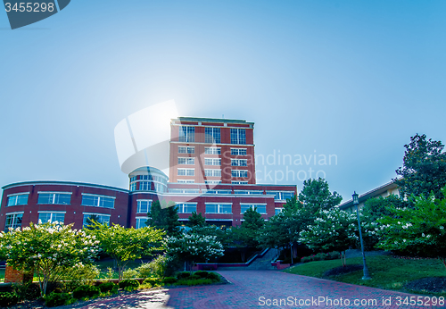 Image of modern college campus buildings