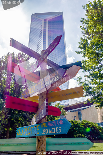 Image of charlotte nc skyline and street scenes during day time