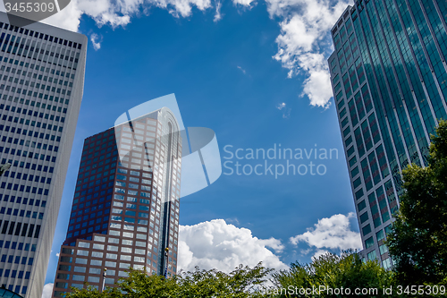 Image of charlotte nc skyline and street scenes during day time