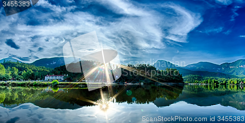 Image of town of chimney rock in north carolina near lake lure