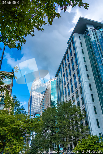 Image of charlotte nc skyline and street scenes during day time