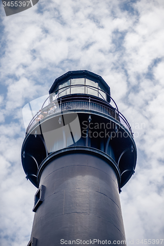 Image of hunting island lighthouse with blue sky