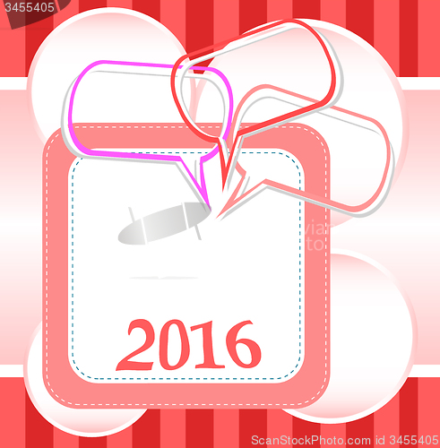 Image of 2016 New Year card design with abstract speech bubbles set