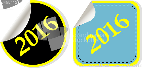 Image of Happy new year 2016 - web icon on a round button