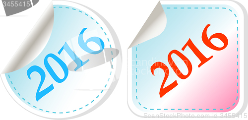 Image of Happy new year 2016 - web icon on a round button