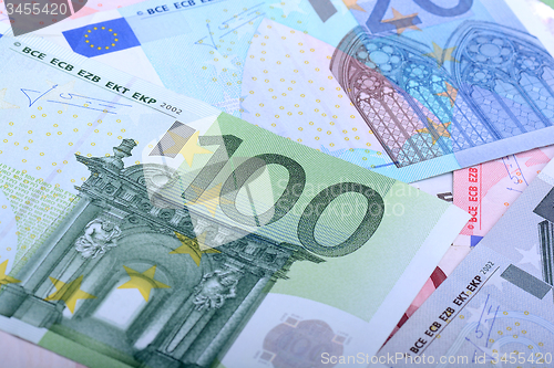 Image of European banknotes, Euro currency from Europe, Euros.