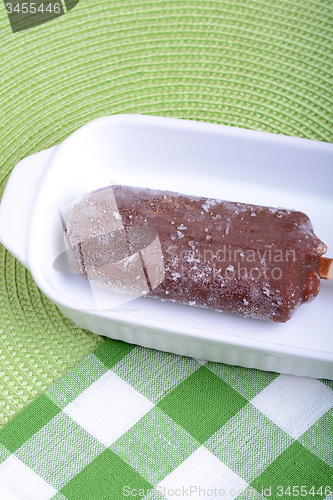 Image of Fresh chocolate ice cream close up