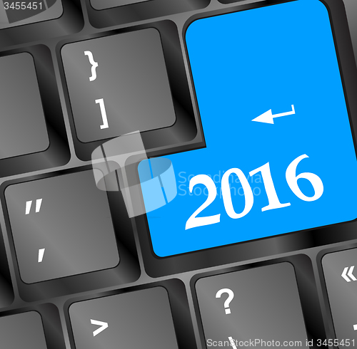 Image of Computer Keyboard with Happy New Year 2016 Key