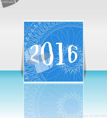 Image of polygon numbers of New Year 2016 over elegant festive colorful background, for greeting, invitation card, or cover