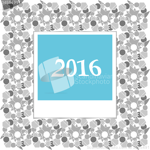 Image of 2016 in instant photo frames on abstract background