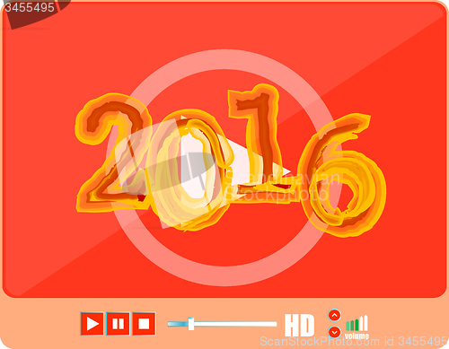 Image of Media player interface, web player isolated on white with a 2016 sign, holiday icon