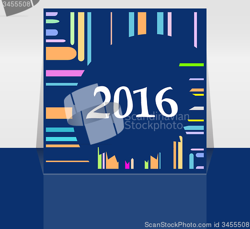 Image of Abstract New Year 2016 card. Multicolor holiday greeting card. Creative flat design, concept for banner, poster, flyer design, night party