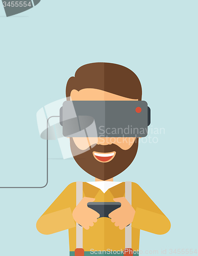Image of Man with virtual reality headset