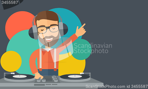 Image of Disc jockey mixing music.