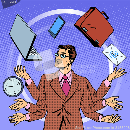 Image of Time management businessman gadgets business concept