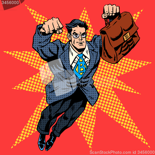 Image of Businessman superhero work flight business concept retro style p