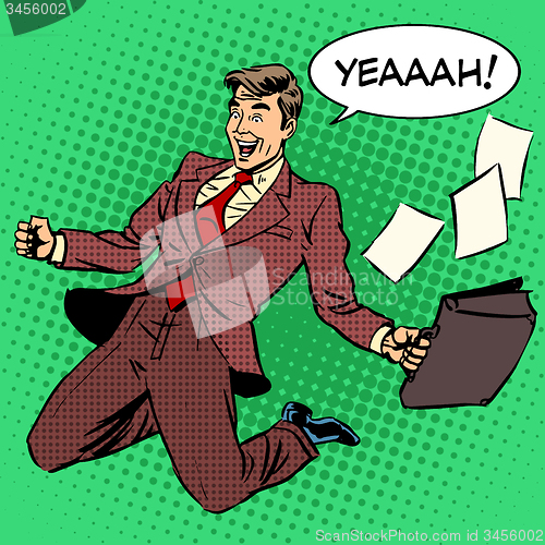 Image of Business success businessman screaming with joy