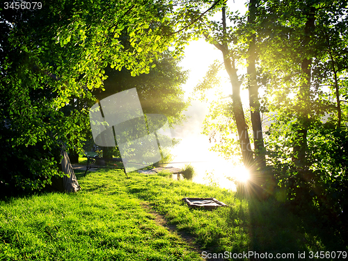 Image of Fishing rod and landscape