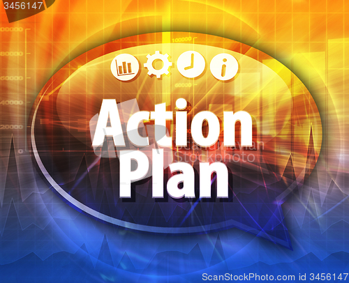 Image of Action plan Business term speech bubble illustration