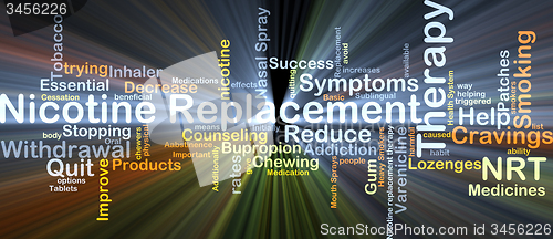 Image of Nicotine replacement therapy NRT background concept glowing