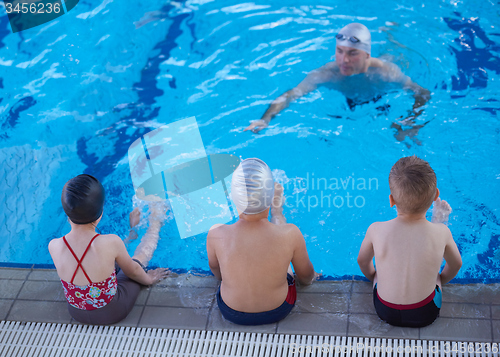 Image of child group  at swimming pool school class