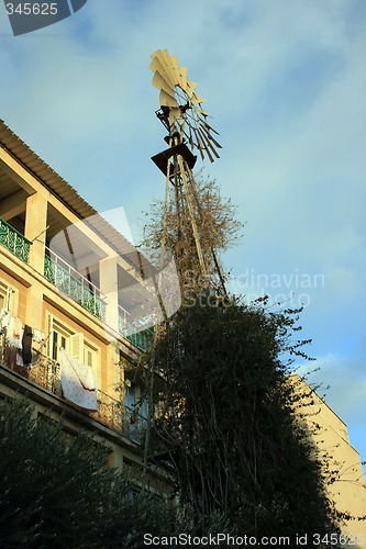 Image of Windmill and building