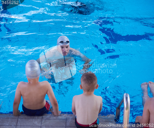 Image of child group  at swimming pool school class