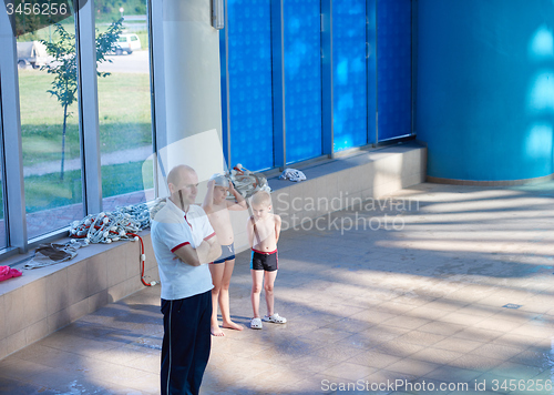 Image of child group  at swimming pool school class
