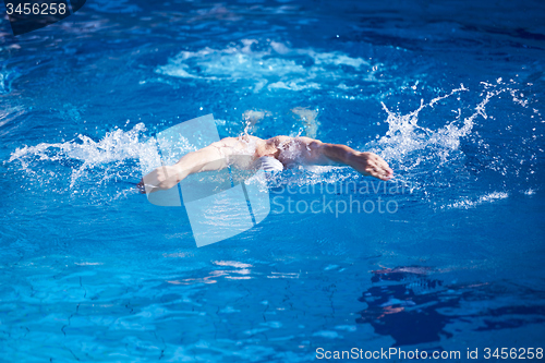 Image of swimmer excercise on indoor swimming poo