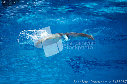 Image of swimmer excercise on indoor swimming poo