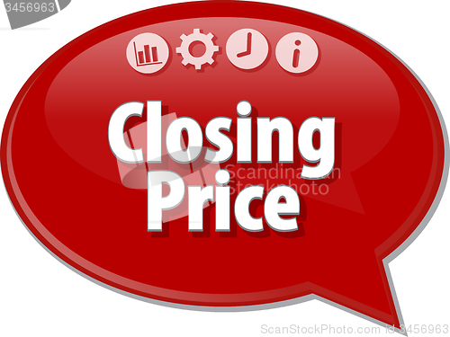 Image of Closing Price  Business term speech bubble illustration