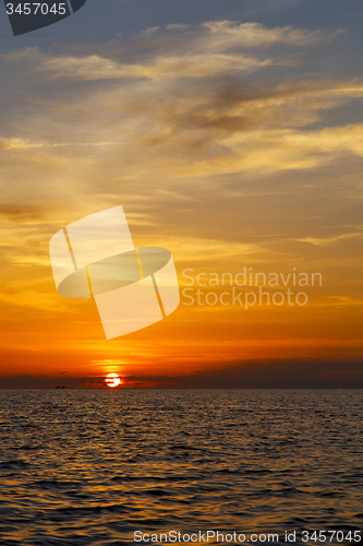 Image of sunrise boat   thailand kho tao bay coastline  sea